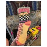 Mackenzie Childs Sock Clip Closure Coin Purse