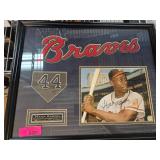Hank Aaron Signed Braves Display With COA