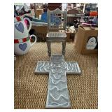 Decorative Metal Cross and Chair Set