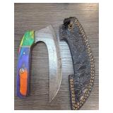 Damascus Blade Knife with Multicolored Handle