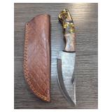 Custom Damascus Knife with Leather Sheath