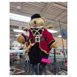 Plush Bear in Red Uniform with Santa Figure