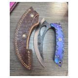 Decorative Knife With Sheath and Blue Handle