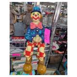 Paper Mache Clown Figurine with Red Bow Tie