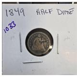 1849 United States Half Dime Coin