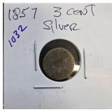 1857 United States 3-Cent Silver Coin