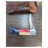 Folding Knife With Multicolor Handle and Case