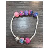 Pandora Sterling Silver Bracelet With Colorful Bea