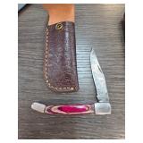 Damascus Steel Folding Knife with Sheath