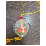 Reverse-Painted Glass Pendant with Tiger Design
