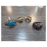 Four Gemstone Rings