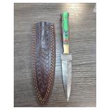 Damascus Steel Knife With Multicolored Handle