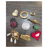 Nine Assorted Pins
