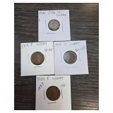 Four Collectible Coins Including Wheat Pennies