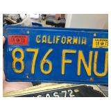 California License Plate With 1973 Sticker