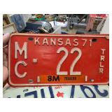 Kansas 1971 MC Trailer License Plate
