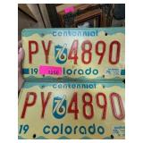 1976 Colorado Centennial License Plates Pair