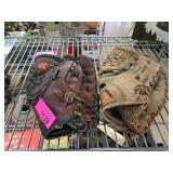 Two Baseball Gloves with Equipment Bag