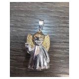 Sterling Silver Angel Pendant with Gold Tone Wings