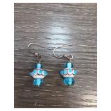 Sterling Silver Earrings with Blue Beads