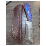 Custom Damascus Steel Knife With Sheath