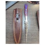 Handcrafted Knife with Damascus Blade and Sheath
