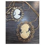 Two Gold-Tone Cameo Necklaces