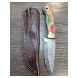 Custom Handmade Fixed-Blade Knife with Leather She