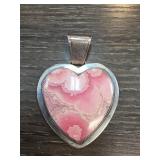 Sterling Silver Heart Pendant with Pink Stone
