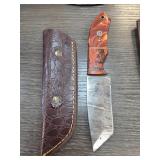 Hand-Forged Damascus Steel Knife with Sheath