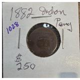 1882 Indian Head One-Cent Coin in Holder