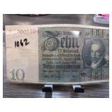 1924 German 10 Rentenmark Banknote