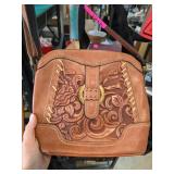 B.O.C. Leather Shoulder Bag With Floral Embossing