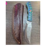 Two Damascus Steel Knives With Sheaths