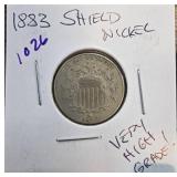 1883 Shield Nickel in High Condition