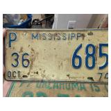 1974 Mississippi License Plate P36 685