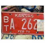 Kansas 1974 License Plate BT A 262