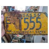 Kansas E-55 License Plate from The Wheat State