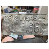 1948 Kansas License Plate in Metal
