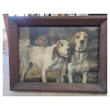 Framed Hunting Dogs Print Mounted to Board