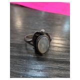 Sterling Silver Ring With Oval Stone, Size 4