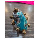 Brutalist Sz 4.5 Ring with Blue Stone Accent