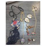 Enamel Jewelry with Floral and Butterfly Motifs