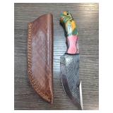 Fixed-Blade Knife with Leather Sheath
