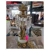 Brass Table Lamp with Crystal Prism Accents