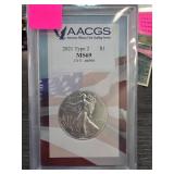 2021 American Silver Eagle Type 2 MS69 Coin