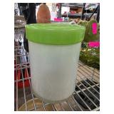 Green and White Glass Jar with Lid