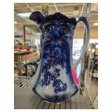 Antique Blue and White Ceramic Pitcher
