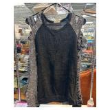 Black Sleeveless Top With Silver Accent Details