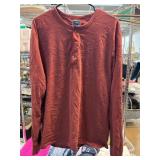 J.Crew Red Long-Sleeve Henley Shirt, Size L